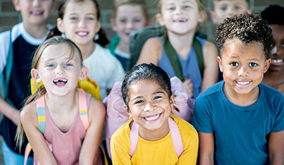 Group of happy elementary students