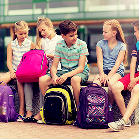 group of students with backpacks